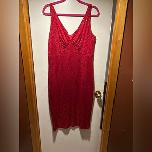 Red sequins long dress
